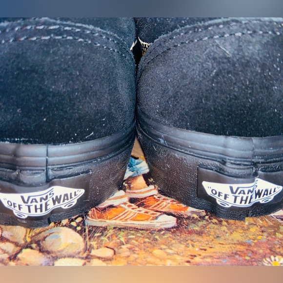 NWOT Sz-3 Youth Vans-Black Suede w/πPrint & Small Studs-4 Grade School Age Kidsπ - Picture 10 of 16